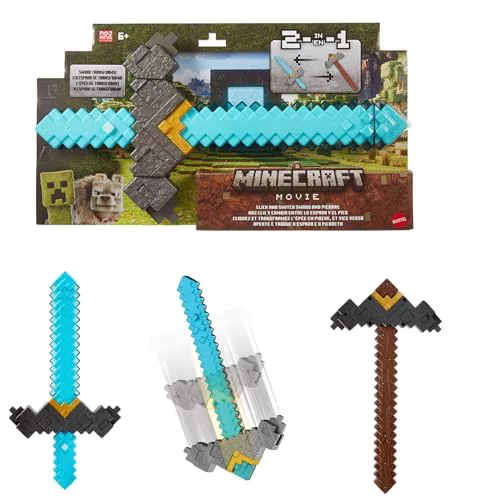 Mattel Minecraft - Juguete 2 en 1 de Espada y Pico