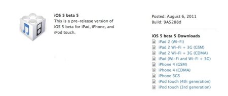 Apple publica iOS 5 beta 5 con alguna novedad interesante y ya existe fecha para la beta 6