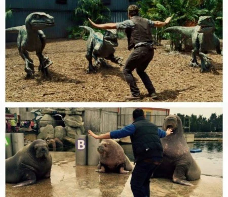 Cuidadores de zoo imitan una escena de Chris Pratt en 'Jurassic World', la imagen de la semana