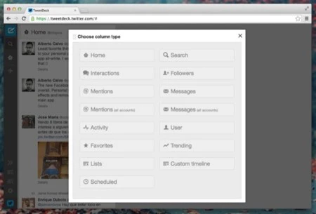 nueva columna tweetdeck