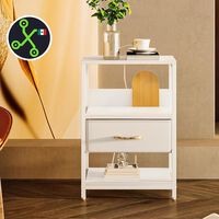 Mueble perfecto para poner y cargar tus dispositivos en la noche, en remate: buró con conexiones y luz LED 