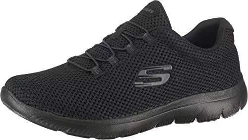 Skechers Summits Lite, Zapatillas Mujer, Black Mesh Black Trim