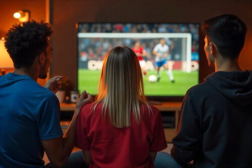 viendo un partido de futbol en una tele