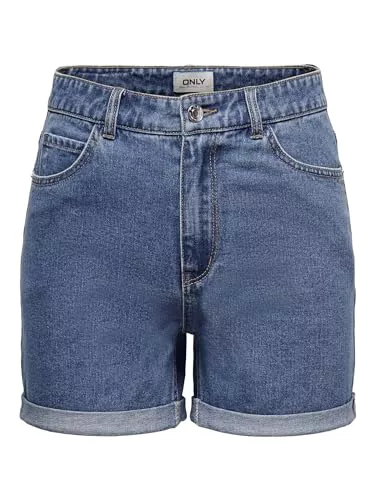 Only Pantalones Cortos Onlvega Life HW Mom Noos Denim para Mujer, Azul Medio (Medium Blue Denim), XL