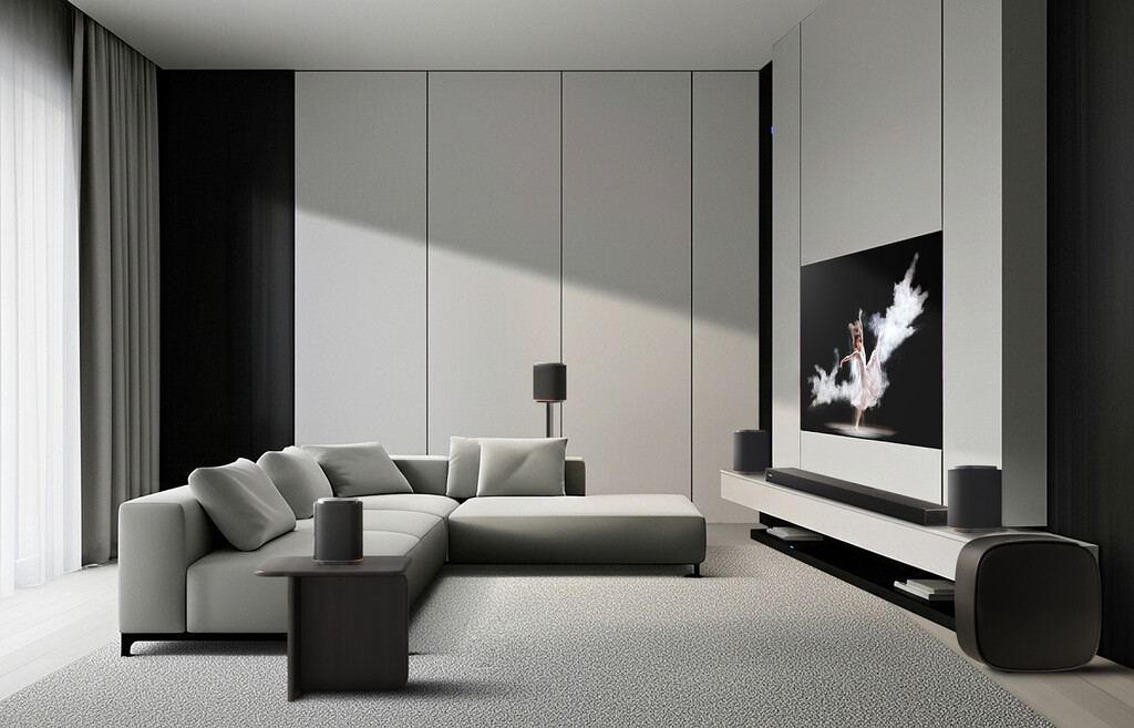 LG trae a España su sistema de audio para que el salón sea un cine: se adaptan al espacio usando IA y no usan cables