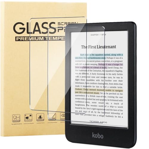 KUSINHOKA Protector de Pantalla para Kobo Clara Colour/Clara BW, [2 Pack] Cristal Templado Película Anti-arañazos, Alta Dureza HD Transparente Vidrio Templado para Kobo Clara Color/Clara BW