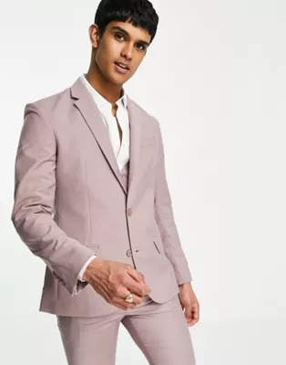 Chaqueta de traje rosa pálido entallada de New Look