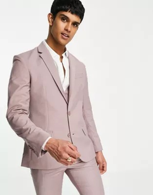 New Look skinny suit jacket in pale pink