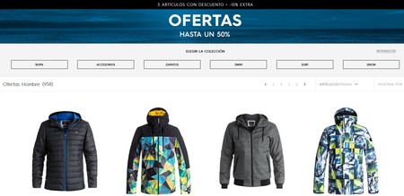 Descuento del 10% extra en Quiksilver si compramos 3 productos ya rebajados hasta un 50%