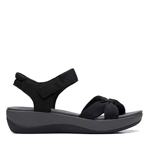 Clarks Sandalias Arla UferFlat para mujer, Tela negra., 39.5 EU