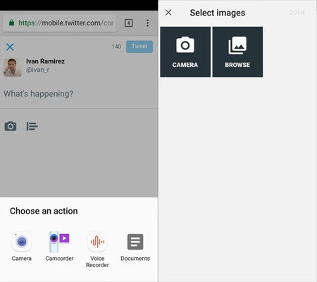 ファイル セレクターの前 (左) と後 (右)