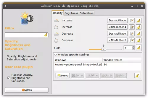 Opacidad Tooltips - Configuración 1