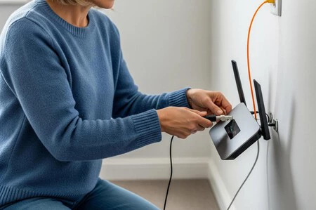 Desenchufando el cable de fibra