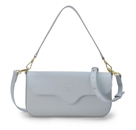 Bolso Baguette De Piel Color Azul Celeste Leandra Imagen Frontal
