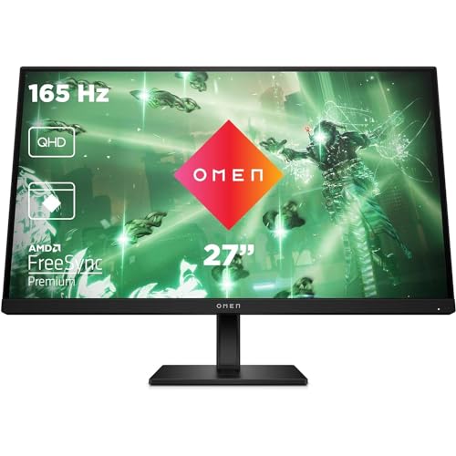 HP OMEN 27q - Monitor Gaming 27" QHD (2560 x 1440 a 165 Hz, IPS, 16:9, 1ms, HDMI, Antirreflejo, HDR, DisplayPort, AMD FreeSync Premium, Compatible con Consolas) Negro