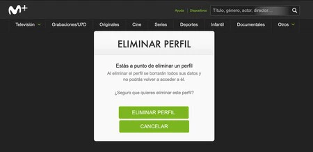 Eliminar Perfil Movistar