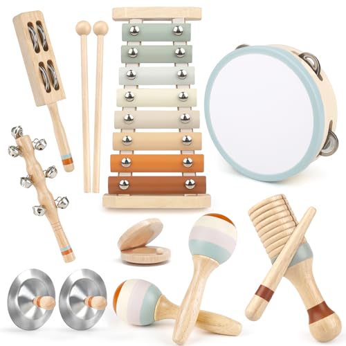 Instrumentos Musicales para Niños Pequeños - Juguetes Musicales de Madera Montessori para Niños de 18M+ a 3 Años, Juguetes de Instrumentos para Niños De Navidad Y Cumpleaños para Niños de18M-3-5
