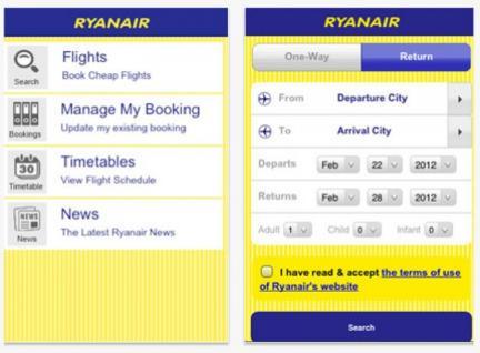 Aplicaciones viajeras: Ryanair ¿Hacia la tarjeta de embarque electrónica? 