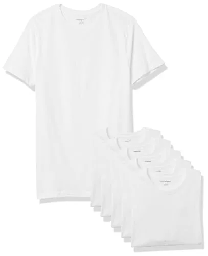 Amazon Essentials Camiseta Interior con Cuello Redondo Hombre, Pack de 6, Blanco