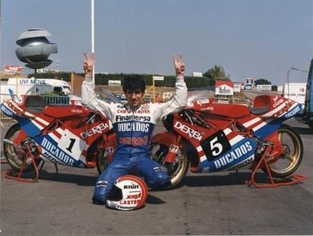 Aspar campeón del mundo de 80 cc y 125 cc en 1988