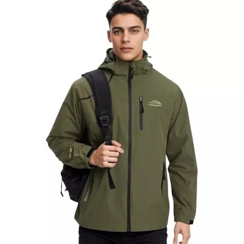 Covisoty Chaqueta Impermeable Para Hombres, Ligera con Capucha Cremallera Chaqueta Cortavientos Para Hombre Viento al Aire libre