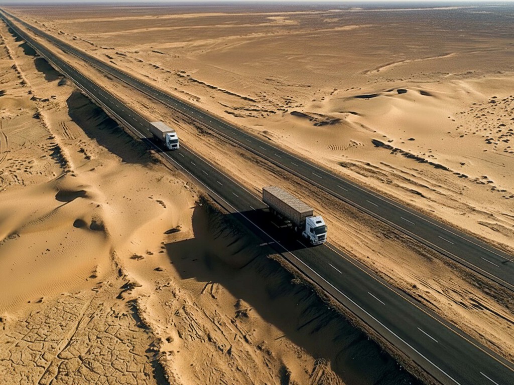 La pista recta más larga del mundo es un auténtico desafío mental: 240 km sin curvas, en el desierto y con tráfico de trailers
