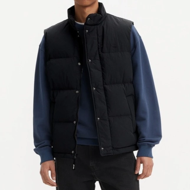 Levi's Chaleco de hombre guateado con cremallera y botones automáticos