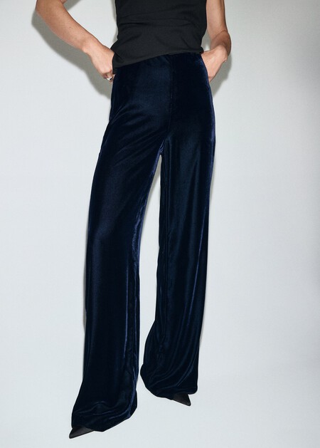 Pantalones Bonitos Elegantes Terciopelo Oficina Navidad