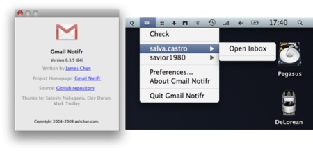 Gmail Notifr 0.3.5 soporta múltiples cuentas