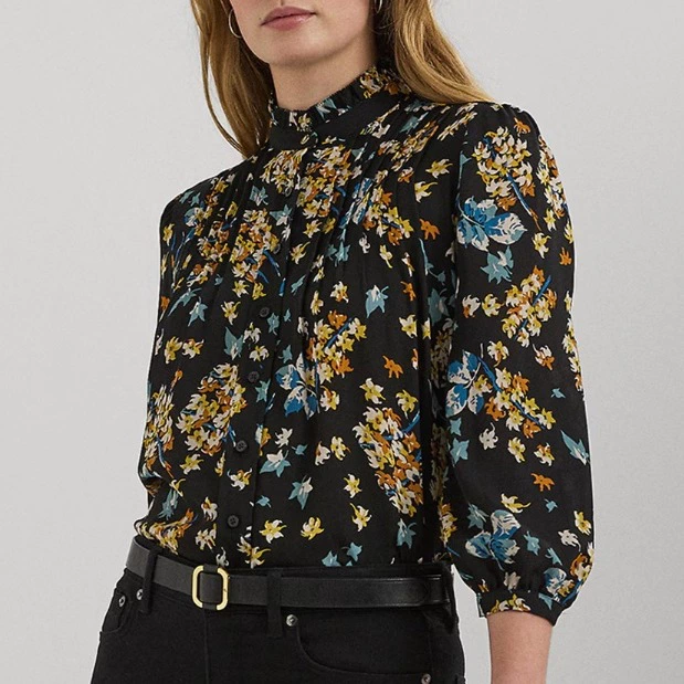 Lauren Ralph Lauren Camisa de mujer georgette vaporosa con flores