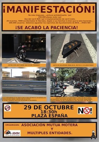 Manifestación motera el 29 de octubre en Barcelona