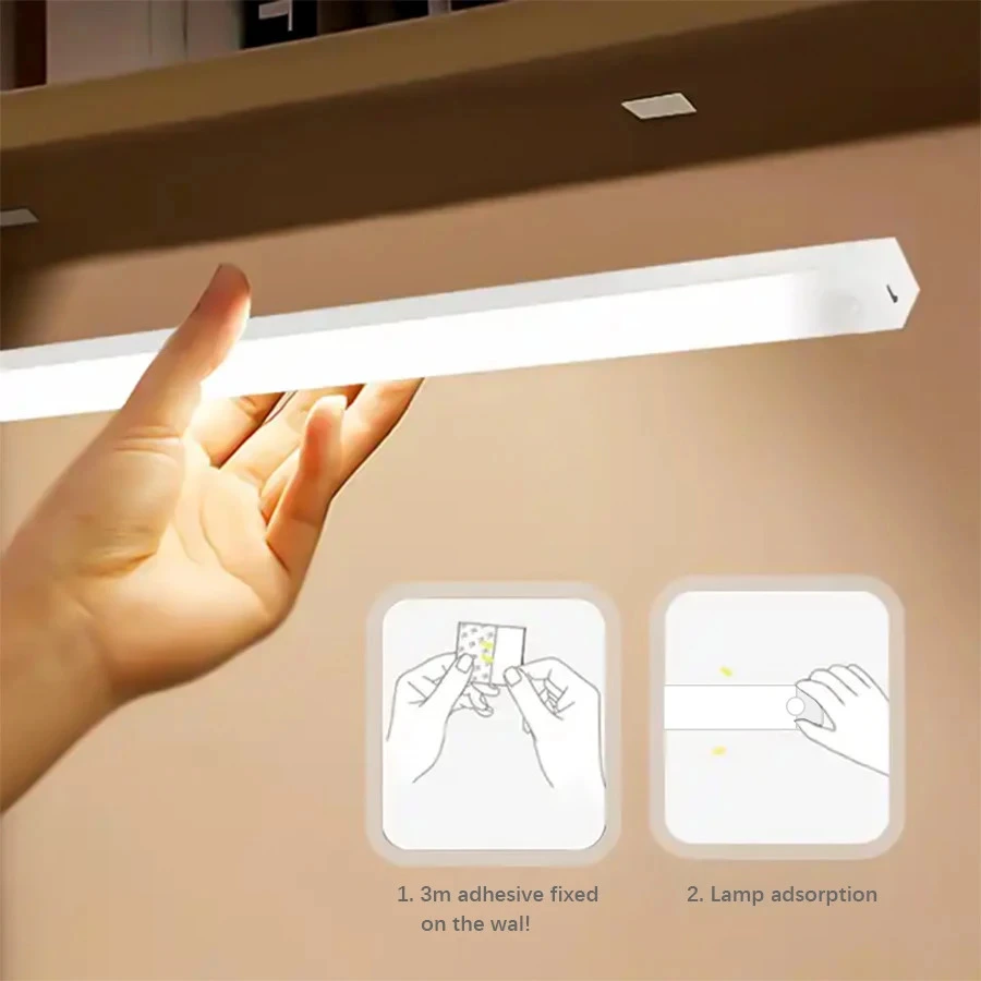 Luz LED nocturna inalámbrica con Sensor de movimiento, lámpara de noche para armario, cocina, dormitorio, Detector, luz de fondo para armario y escalera