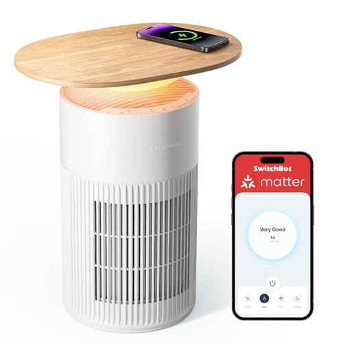 SwitchBot Purificador De Aire Con App Y Luz Nocturna, CADR 400m³/h Hasta 83㎡, Filtro HEPA Elimina 99.97% De Moho, Polvo, Polen, Modo Sueño 20dB, Modo Mascotas Para Familias Con Animales