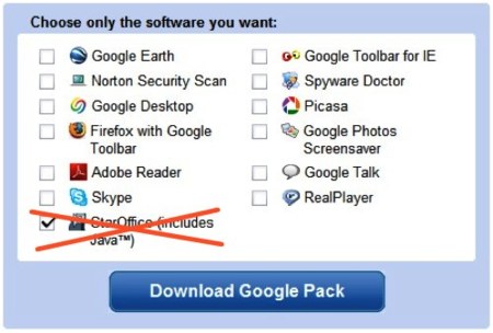 StarOffice desaparece de Google Pack