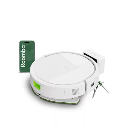 iRobot Roomba 115 Combo, Robot Aspirador y friegasuelos 2 en 1, Potencia de succión de 15000 Pascales, Cepillo Lateral Flexible, Mopa de fregado extendida, Navegación Clearview LiDAR, App, Blanco