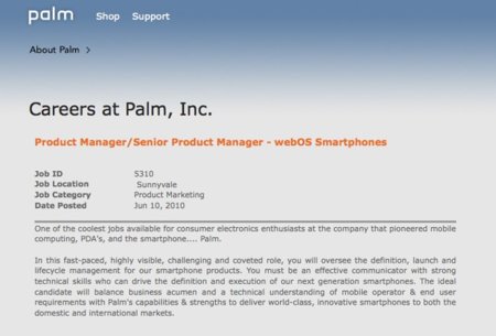 Palm recluta jefe de producto para sus smartphones webOS y juega al despiste