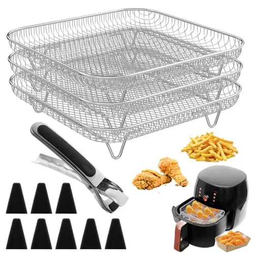 3 Piezas Rejilla para Freidora de Aire Cuadrada 