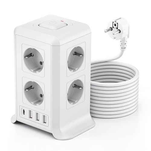 8 Tomas AC Torre Regletas Enchufes 