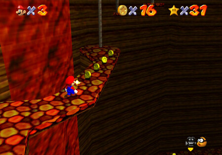 cómo llevar el pie caliente de Lethal Lava Land a la estrella volcánica 2 Super Mario 64 World7 Star5 02