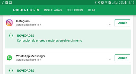 Google Play te muestra la lista de cambios de las actualizaciones recientes, de nuevo