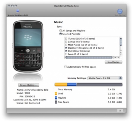Sincroniza las listas de reproducción de iTunes con tu BlackBerry