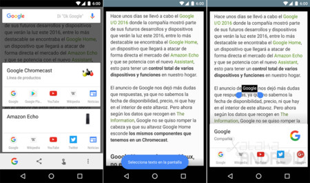 Google Now on Tap ahora te permite seleccionar el texto de cualquier aplicación o imagen