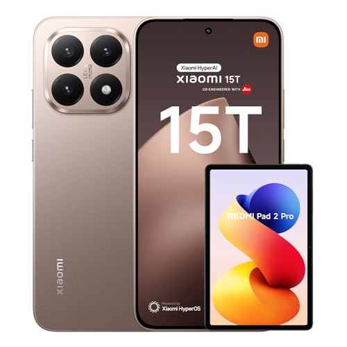 Xiaomi 15T - Smartphone de 12+256GB, Lentes óptica Leica Summilux, Pantalla Eye Care de 6,83" 120 Hz, HyperCharge de 67W, Cargador no Incluido, Rose Gold (Versión ES) + REDMI Pad 2 Pro