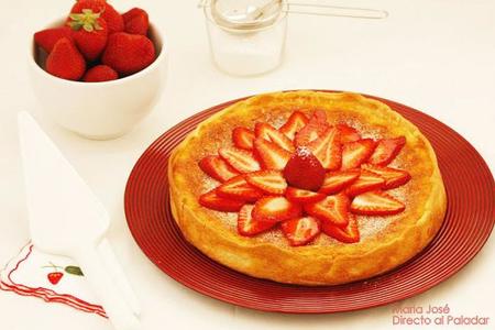 Tarta de requesón con fresones. Receta