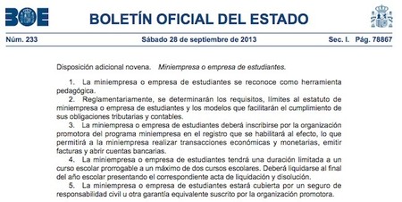 Miniempresas o empresas de estudiantes: ocurrencia legislativa del día en el BOE