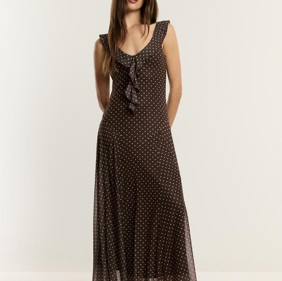 Vestido midi volantes mesh

