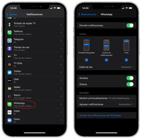 iPhone の WhatsApp 通知を構成する