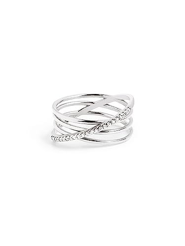 SINGULARU - Anillo Comete. Plata de Ley con Acabado Baño en Rodio. Joyas para Mujer. Talla 20