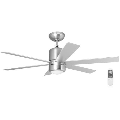 Orbegozo CP 50120 Ventilador de Techo con Luz y Mando a Distancia, 6 Aspas, 120 cm de Diámetro, Temporizador, Potencia de 65 W, 3 Velocidades, Color Cromo
