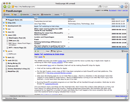 FeedLounge, competencia para bloglines